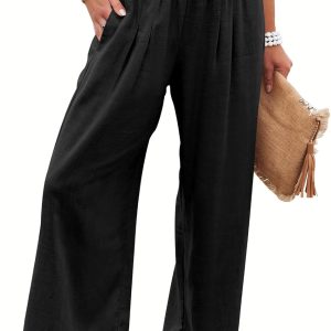 Linen Wide Leg High Waist Palazzo Pants