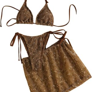 Women's Crochet Bikini Set with Cover Up