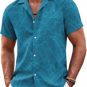 Mens Floral Short Sleeve Camp Collar Shirt
